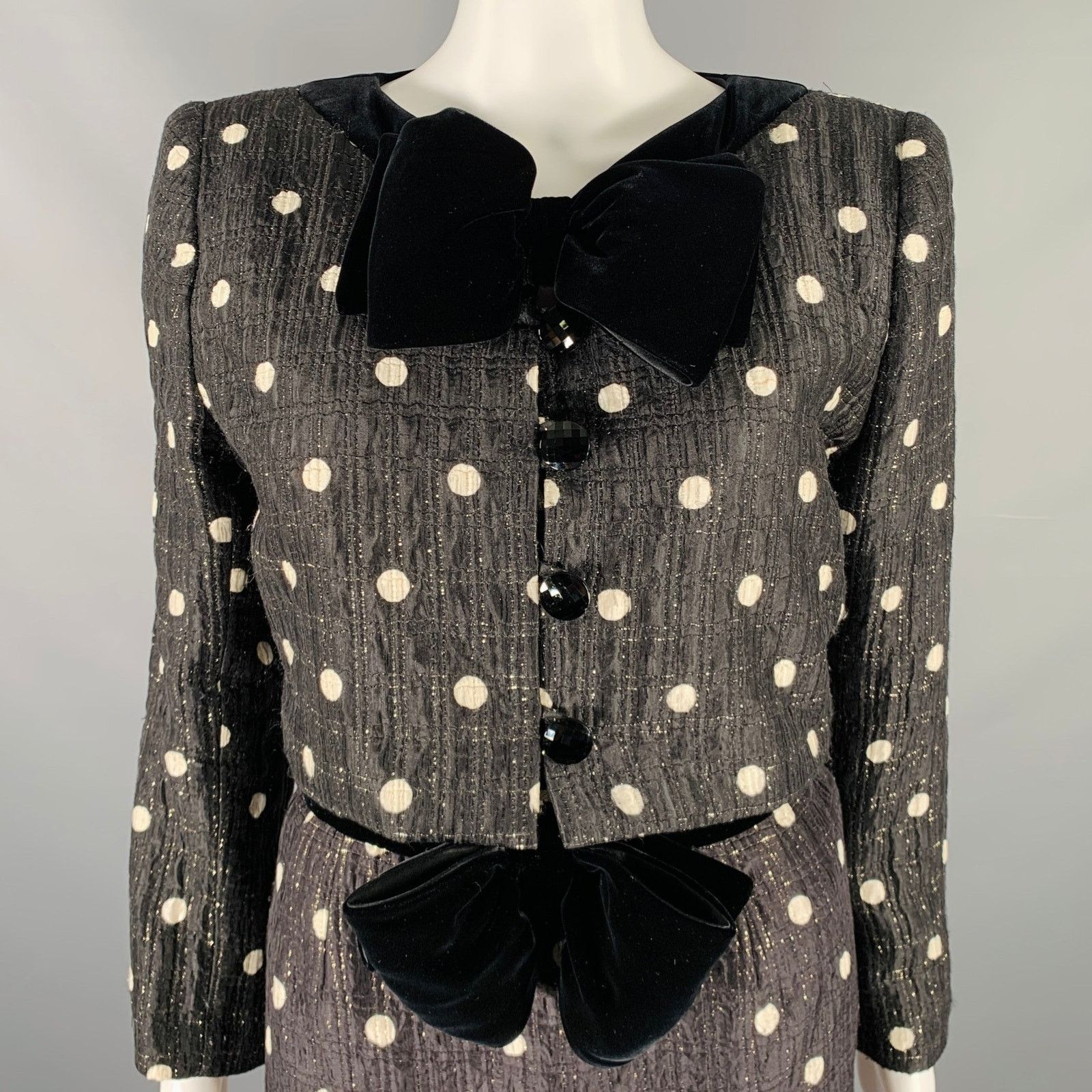 Valentino Size M Black White Polka Dot Strapless Dress Jacket Set Size M / US 6-8 / IT 42-44 - 2 Thumbnail