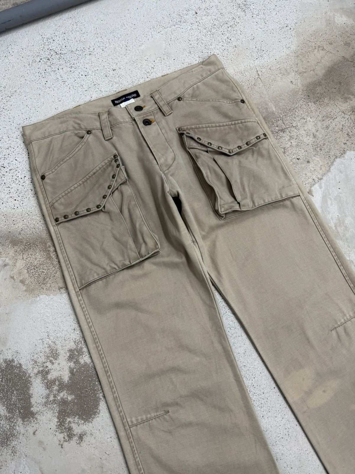 Japanese Brand Vintage Y2K Rescue Squad Studded Pocket High Oz Denim Size US 32 / EU 48 - 3 Thumbnail