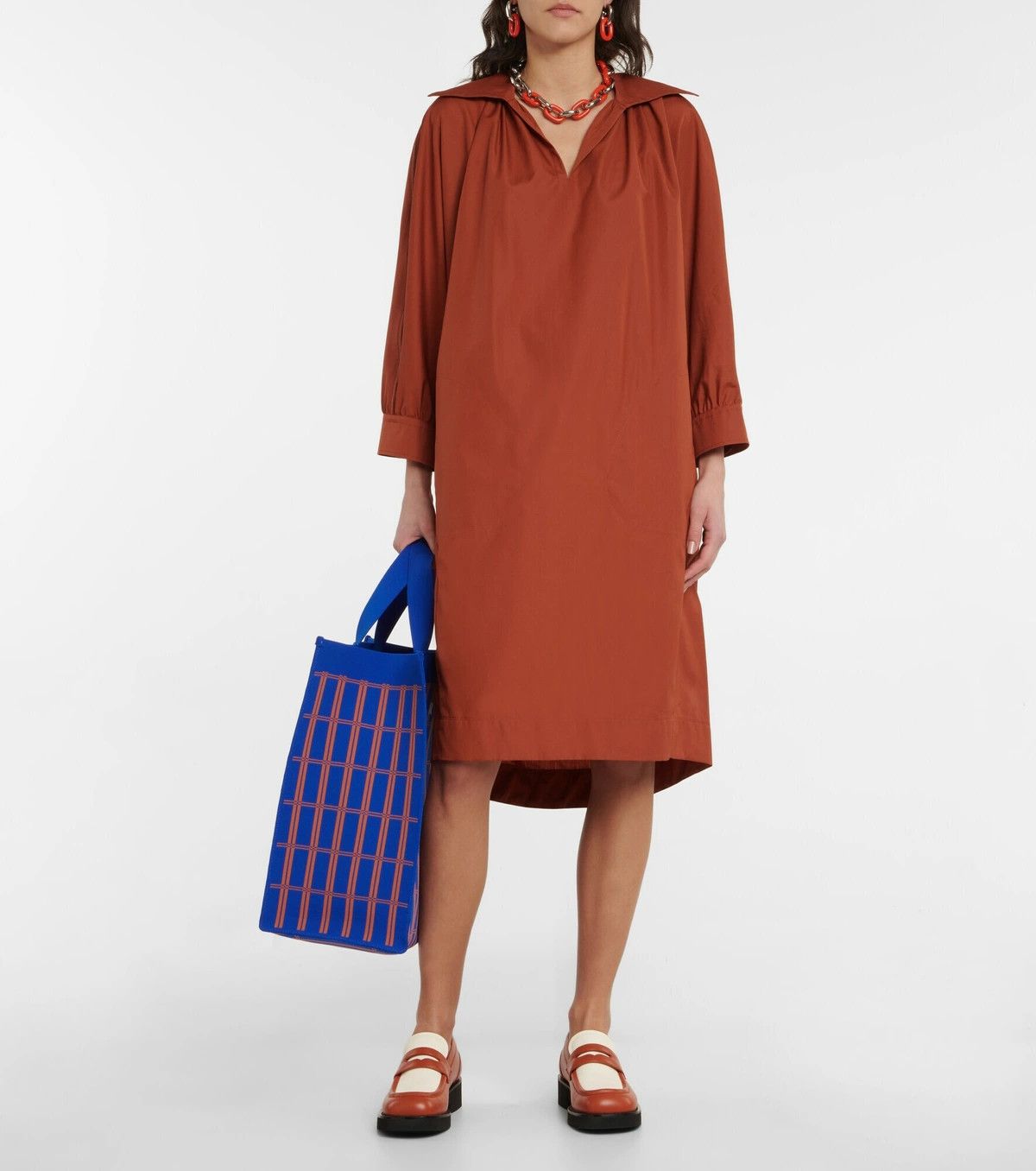 Marni o1y1025 Midi Dress in Brown Size S / US 4 / IT 40 - 5 Thumbnail