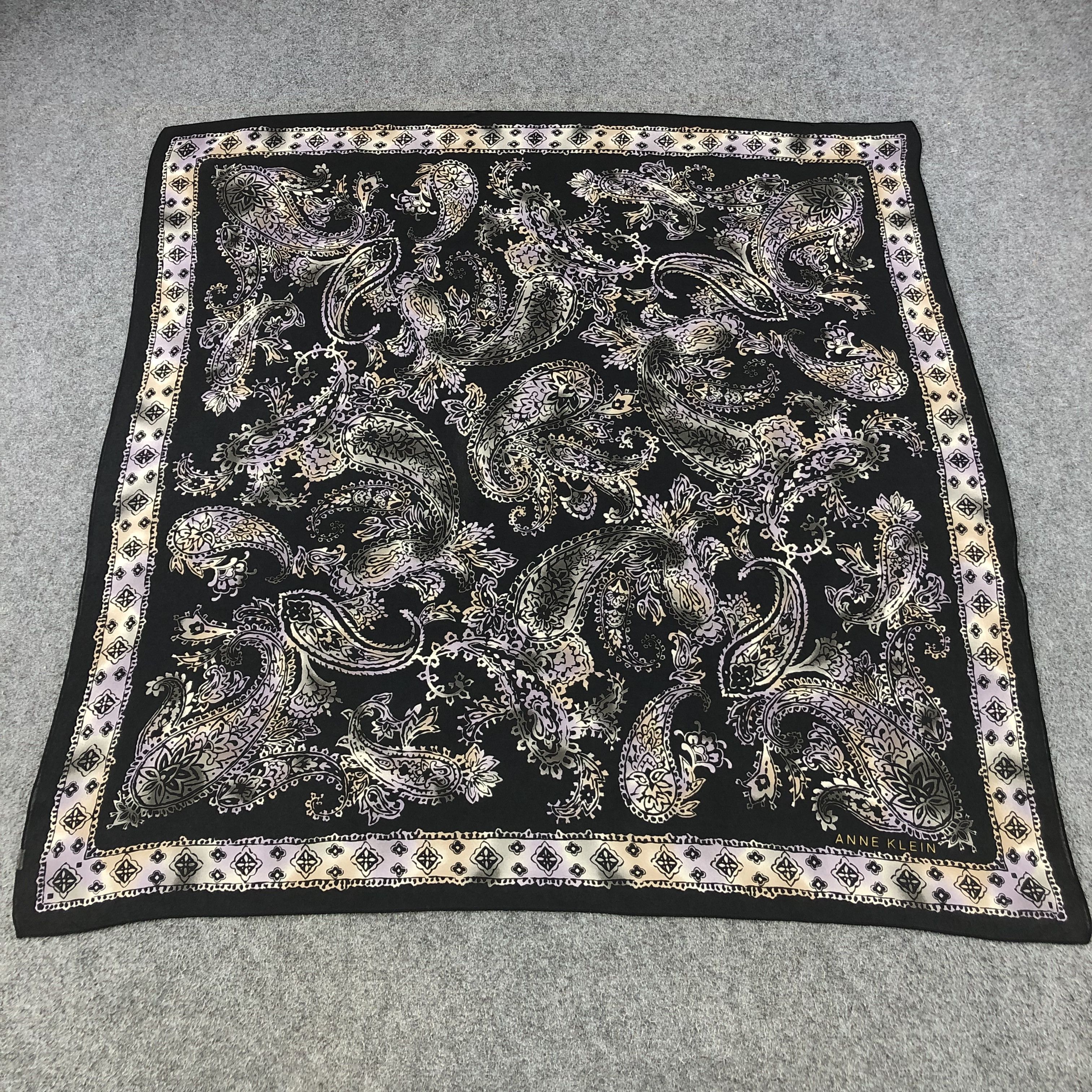 Japanese Brand Anne Klein Luxury Paisley Silk Scarf M300 Size ONE SIZE - 2 Thumbnail
