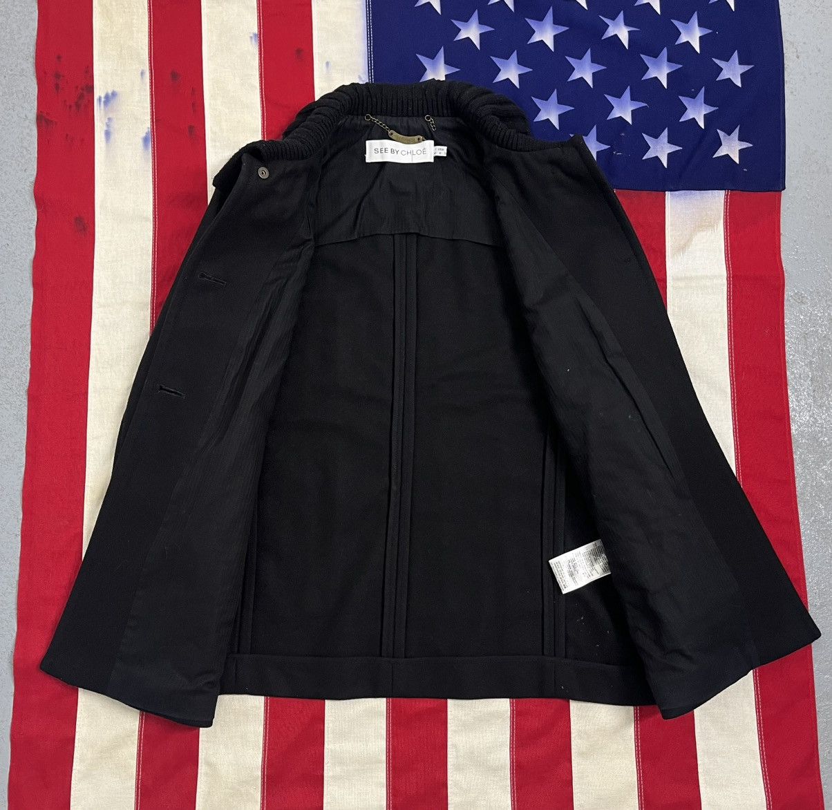 See by Chloe See By Chloé Black Wool Coat - Designer Jacket Size M / US 6-8 / IT 42-44 - 3 Thumbnail