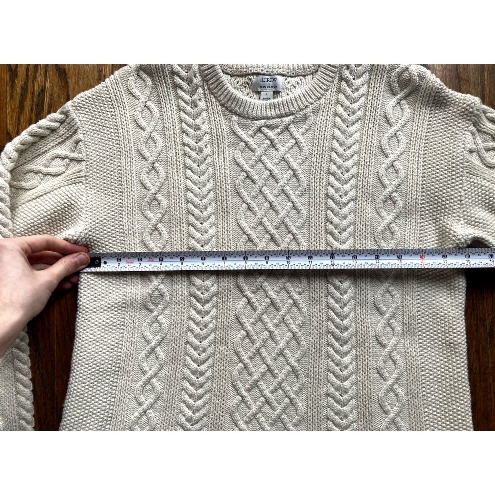 J.Crew VINTAGE J.CREW Sweater Womens Large Ivory Cable-Knit Cotton Classic Preppy Pullover L Womens Size L / US 10 / IT 46 - 6 Thumbnail