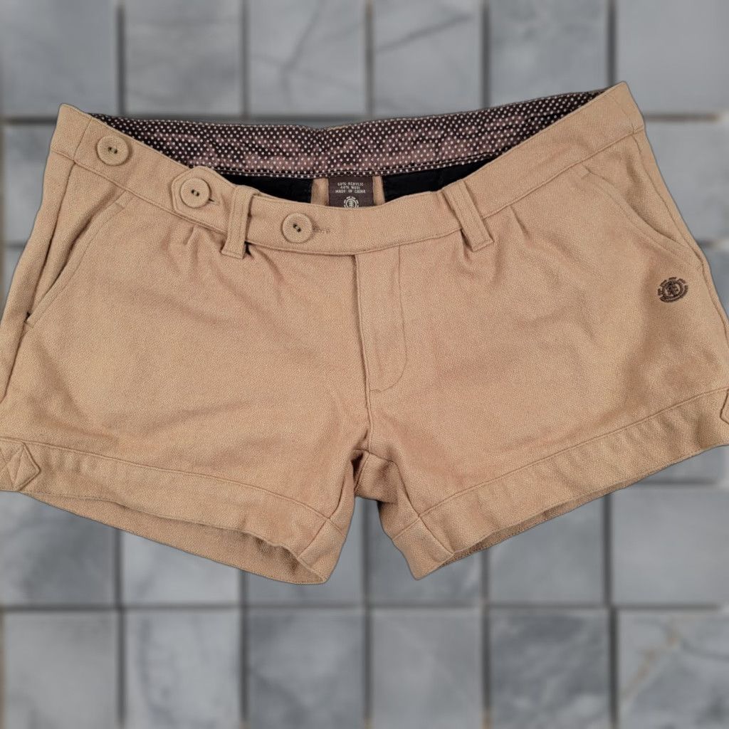 Element Element Beige Wool Blend Shorts Women's Size 7 Mini Short Flat Front Low Rise Casual Travel Summer Machine Washable Womens Size 28" / US 6 / IT 42 - 1 Thumbnail