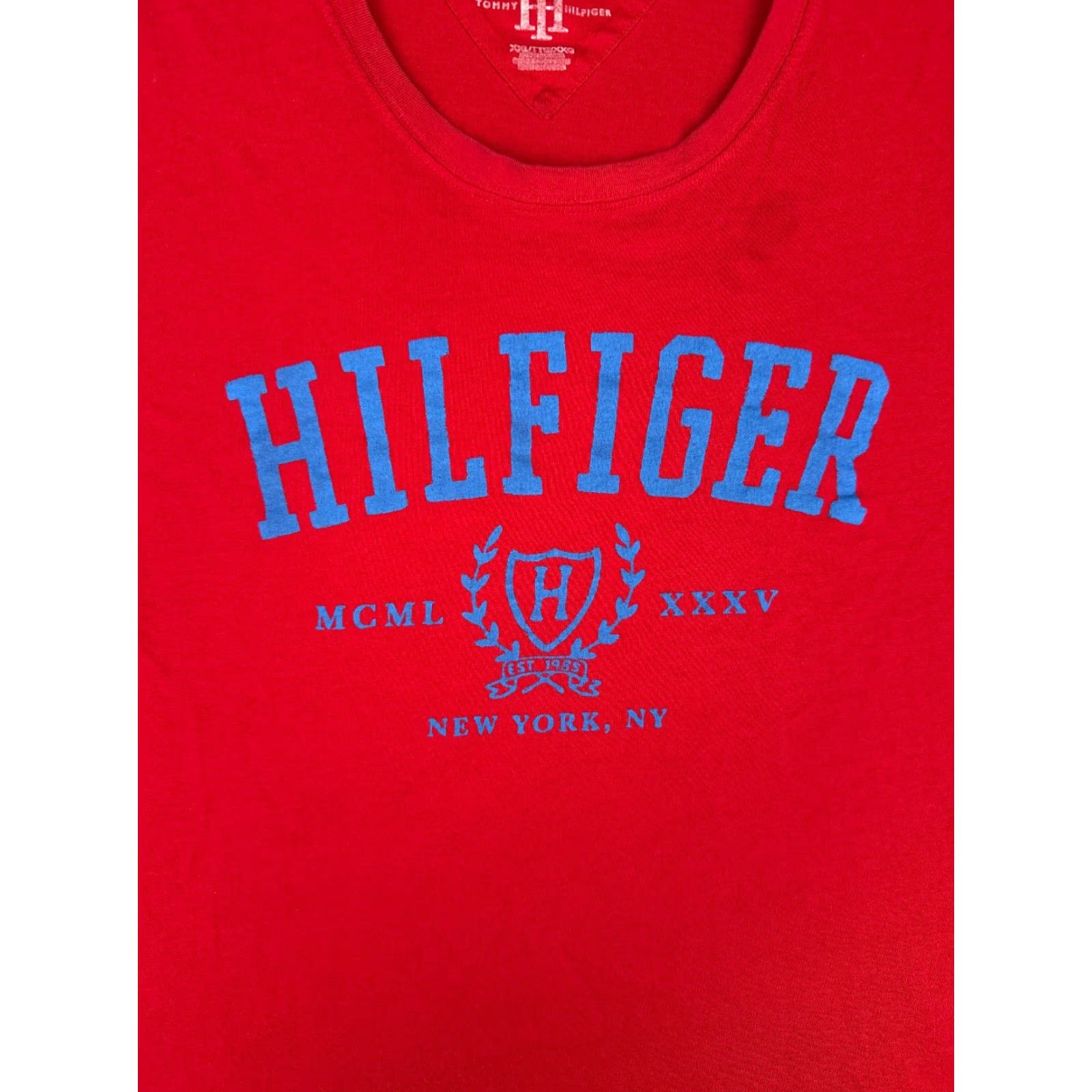 Tommy Hilfiger Tommy Hilfiger Shirt Adult 2XL Red 100% Cotton Crew Neck Embroidered Logo Mens Size US XXL / EU 58 / 5 - 6 Thumbnail