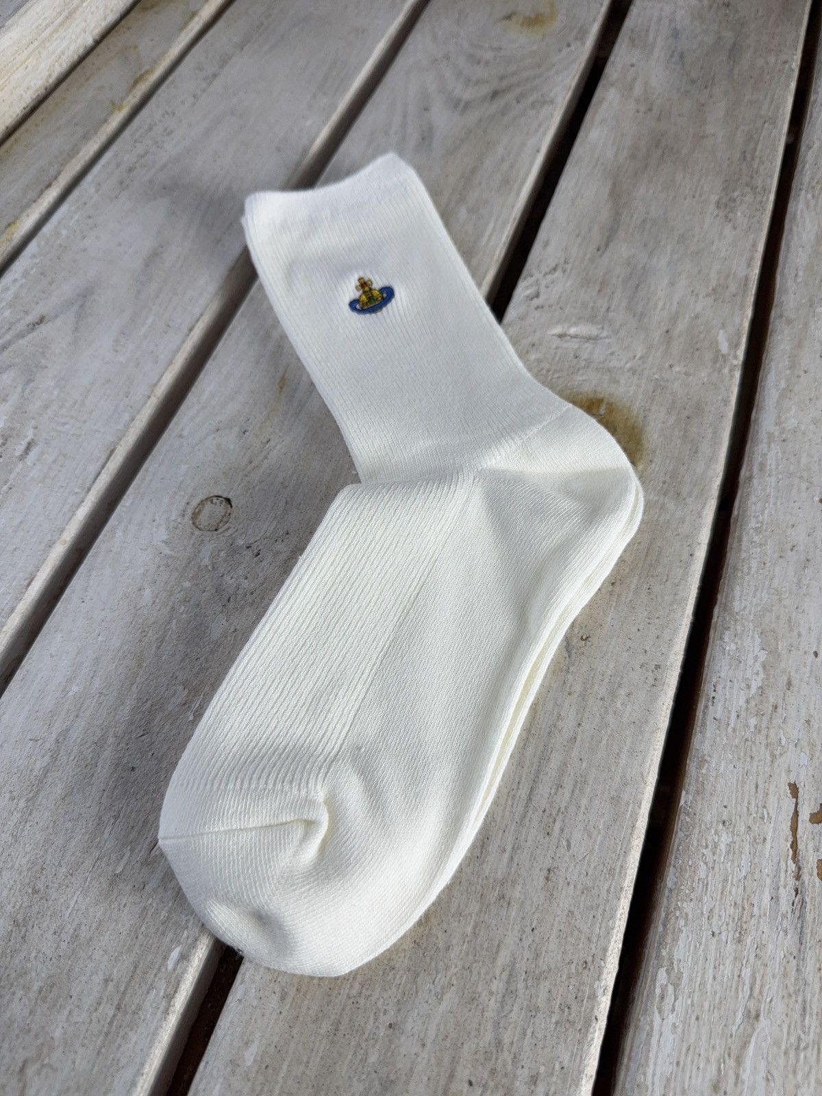 Vivienne Westwood NWT Archive Vivienne Westwood Japan White Orb Logo Socks Size ONE SIZE - 1 Thumbnail