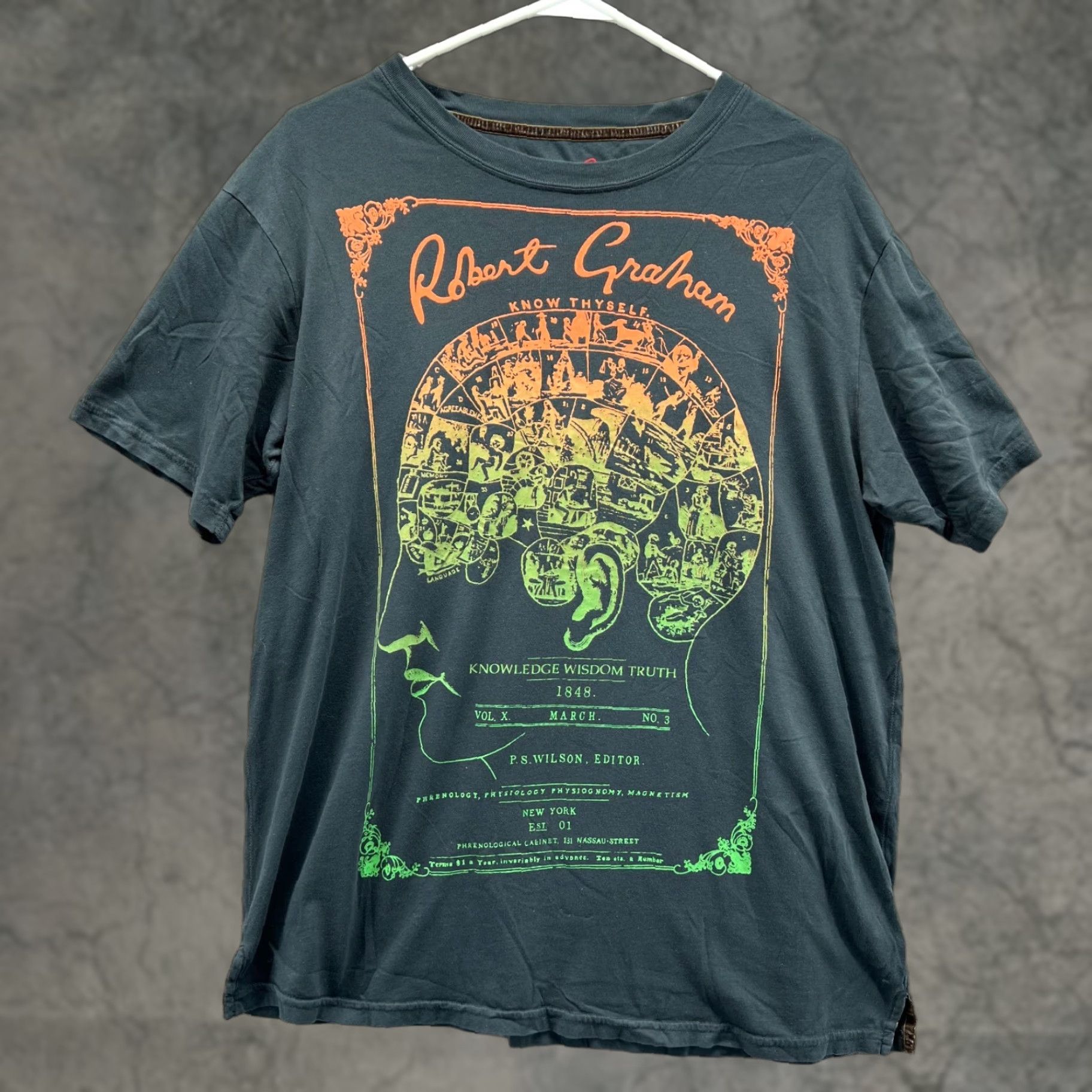 Robert Graham Robert Graham Shirt Men Large Gray Crew Neck Brain Print T-Shirt Size US L / EU 52-54 / 3 - 1 Thumbnail