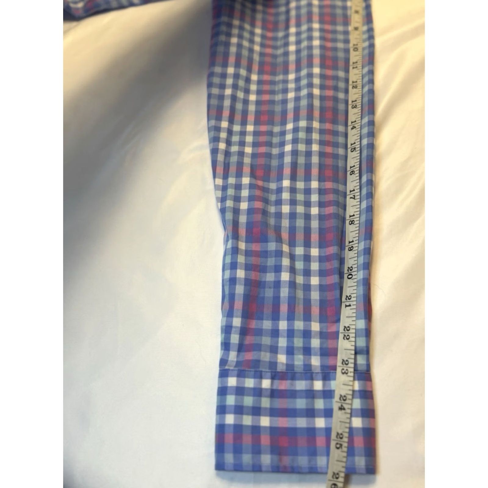 Peter Millar Peter Millar Shirt Button-Up Long Sleeve Blue Pink Plaid Checkered Print Casual, Workwear, Travel Large Men Size US L / EU 52-54 / 3 - 7 Thumbnail