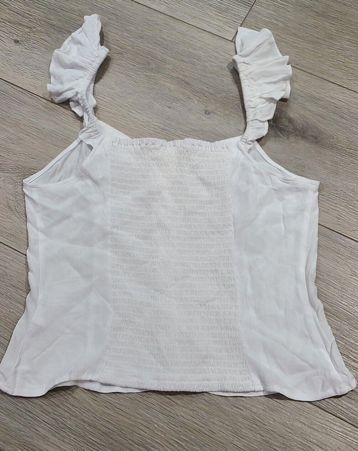 H&M HM Tank Top White Medium Sweetheart Ruffle summer Size M / US 6-8 / IT 42-44 - 2 Thumbnail