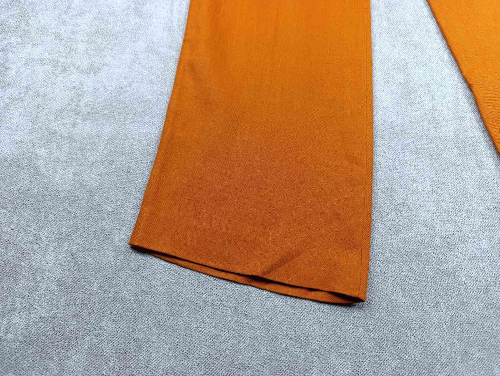 Loro Piana LORO PIANA CARSON LEATHER-TRIM LINEN PANTS IN ORANGE RUST Size 27" / US 4 / IT 40 - 8 Thumbnail