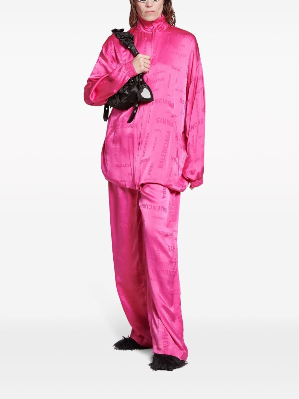 Balenciaga o1s1rm0725 Bal Paris Allover Fluid Tracksuit Jacket in Pink Size XS / US 0-2 / IT 36-38 - 3 Thumbnail