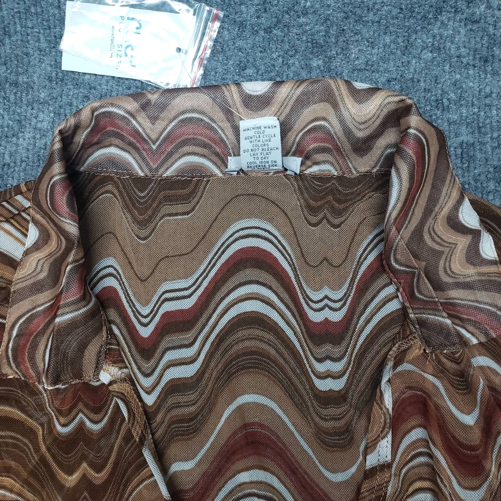Vintage VINTAGE Rue21 Dress Womens Plus 2X Brown Wavy Retro Cardigan Jacket Long Sleeve 2pc New Size XXL / US 16-18 / IT 52-54 - 3 Thumbnail