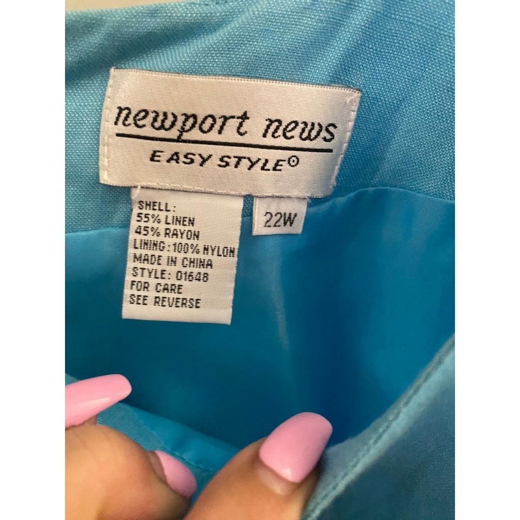 Other Newport News Women Linen Blend Shift Dress Blue 22W Size 3XL / US 20-22 - 3 Thumbnail