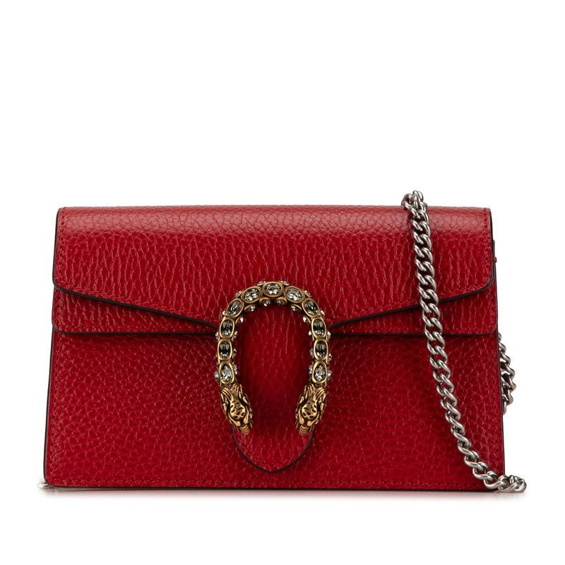 Gucci Gucci Gucci Dionysus Red Leather Chain Shoulder Bag Leather Crossbody Bag 476432 in Very Good Condition Size ONE SIZE - 1 Thumbnail