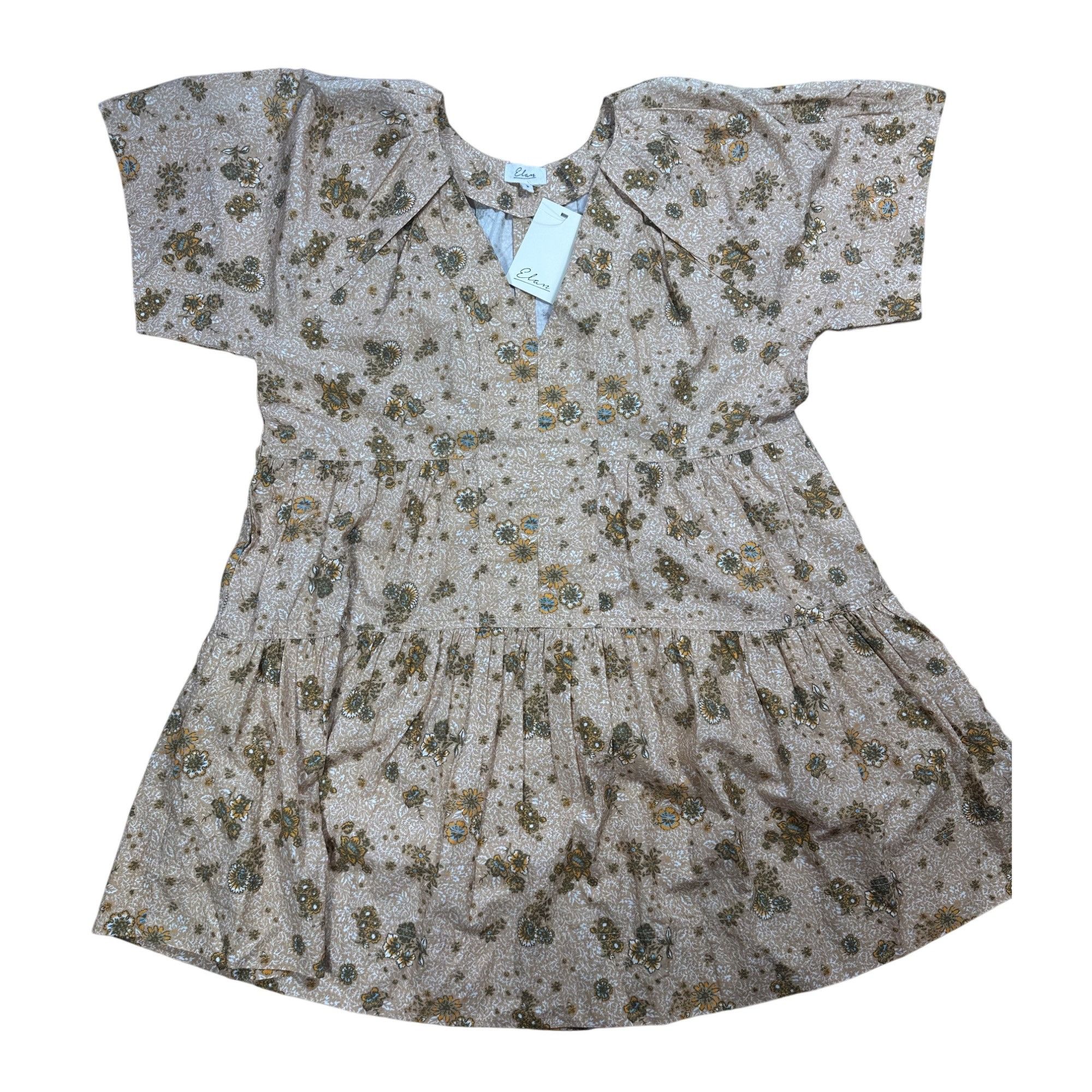 ELAN Elan Oversized Floral Mini Dress – Tan Folk floral, Size Sma Size S / US 4 / IT 40 - 3 Thumbnail