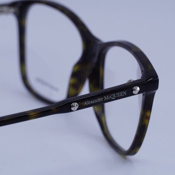 Alexander McQueen Alexander McQueen AM0191O 002 Eyeglasses Havana 54mm Square Size ONE SIZE - 9 Thumbnail
