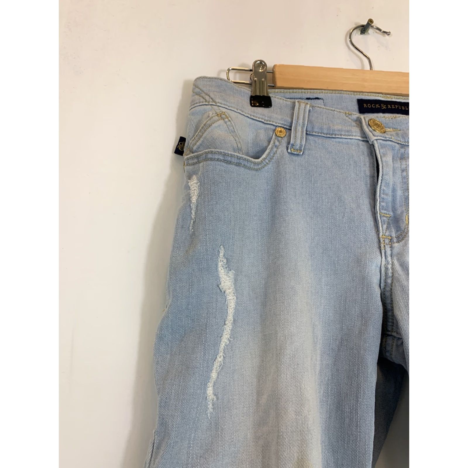 Vintage Rock & Republic Jeans Skinny Womens Size 8 Light Wash Distressed Jeans Size 30" / US 8 / IT 44 - 5 Thumbnail