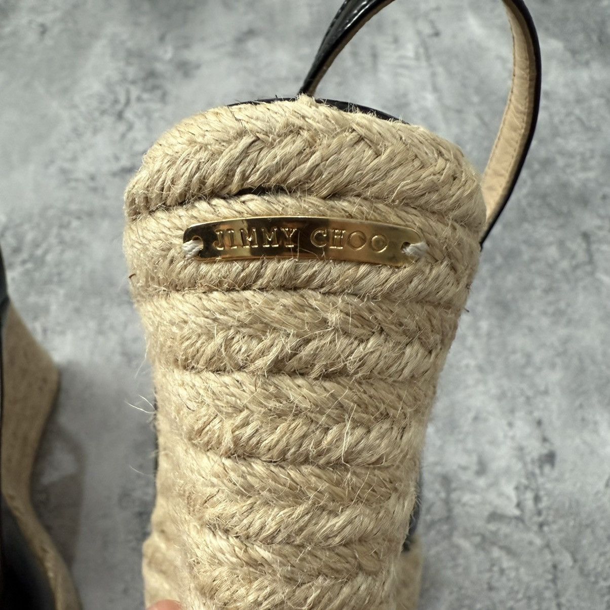 Jimmy Choo Jimmy Choo Polar Patent Platform Espadrille Heel Sandals Size US 7.5 / IT 37.5 - 9 Thumbnail
