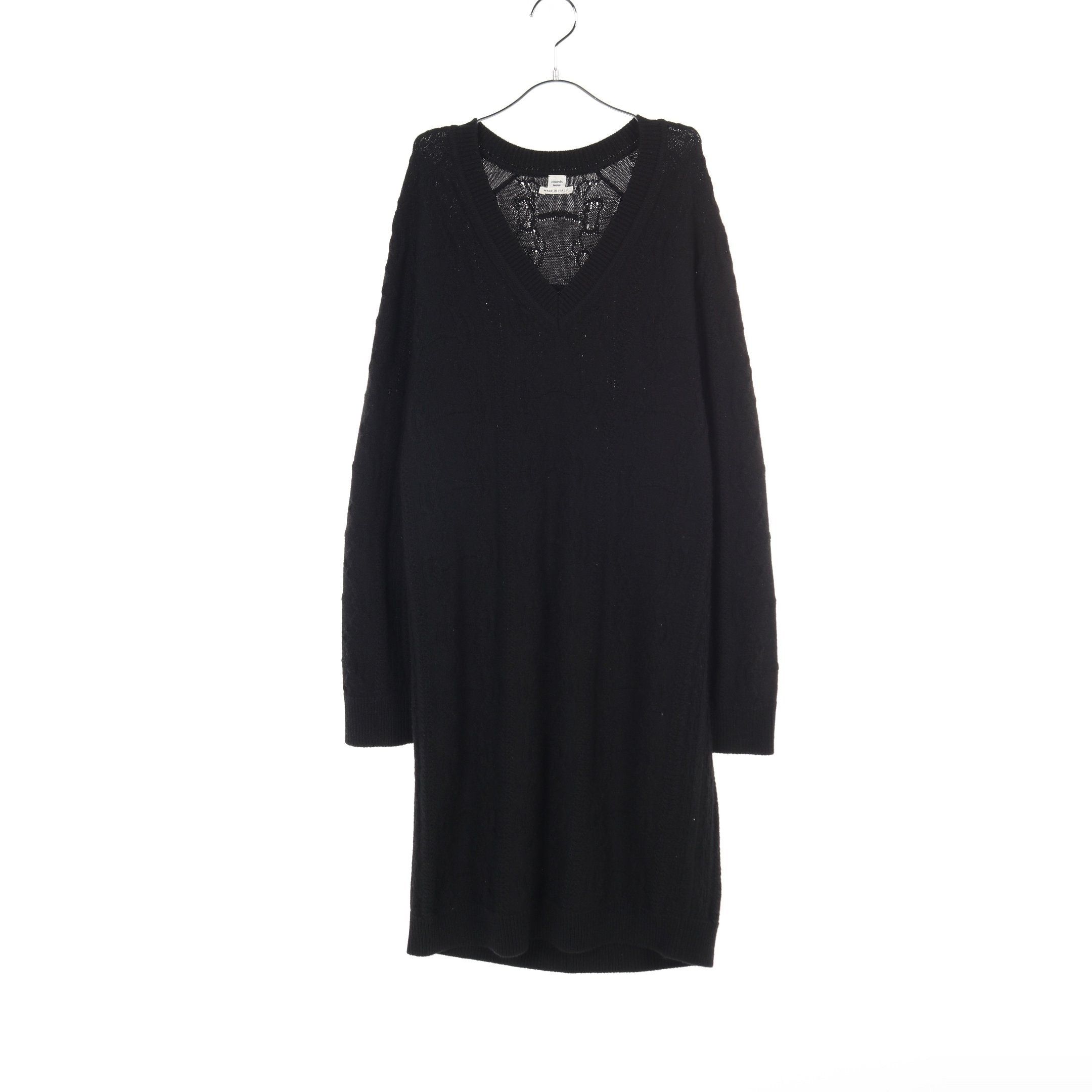 Hermes Hermes Knit Dress V-Neck Wool Cashmere Black Size ONE SIZE - 1 Thumbnail