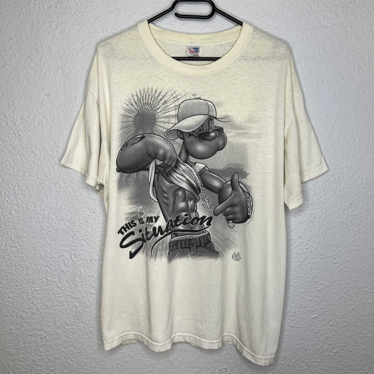 Cartoon Network Vintage Y2K Popeye Gangster Tee Tshirt Rare Print Cartoon Size US M / EU 48-50 / 2 - 1 Thumbnail