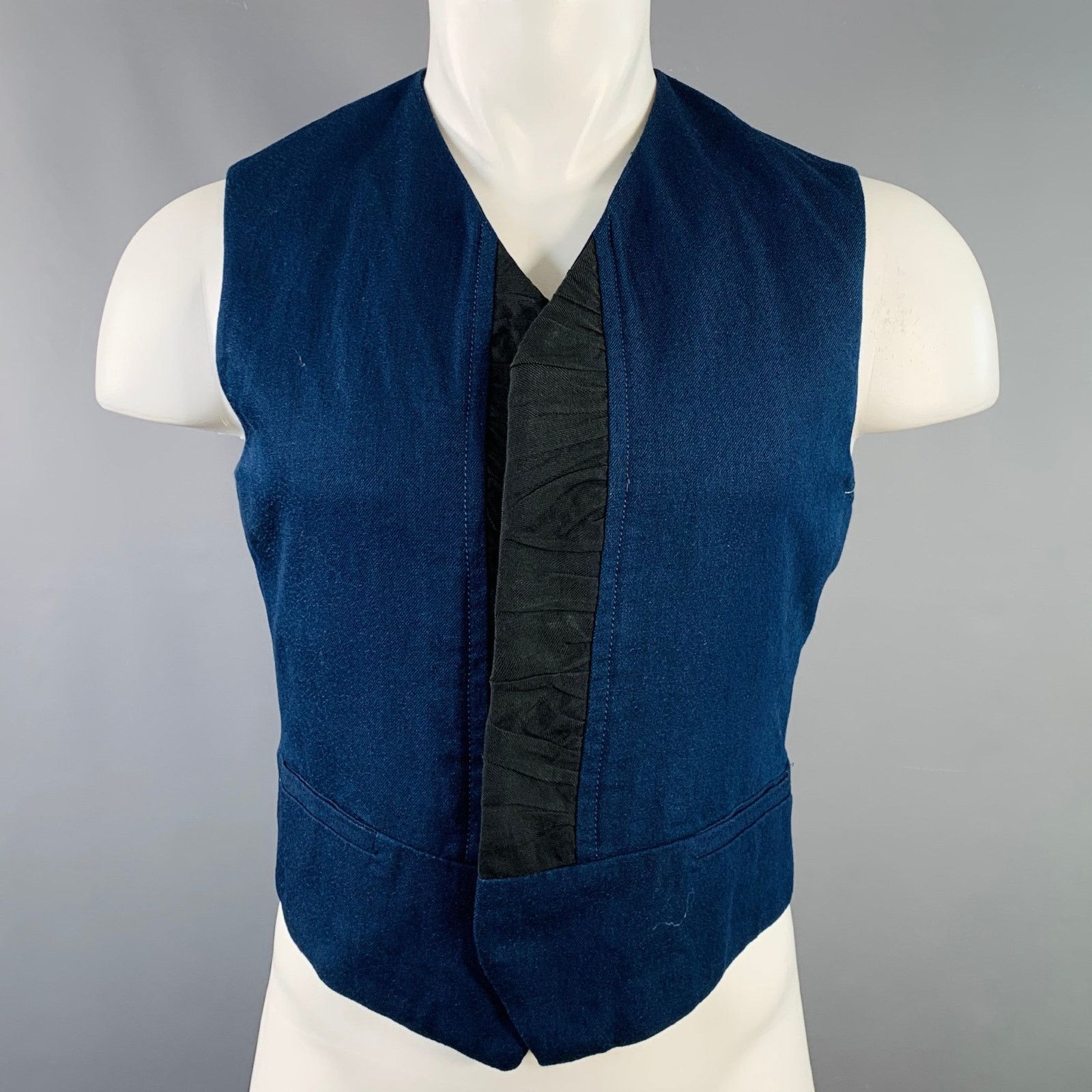 Haider Ackermann Size 38 Navy Black Cotton Linen Cropped Vest Size 38R - 1 Thumbnail