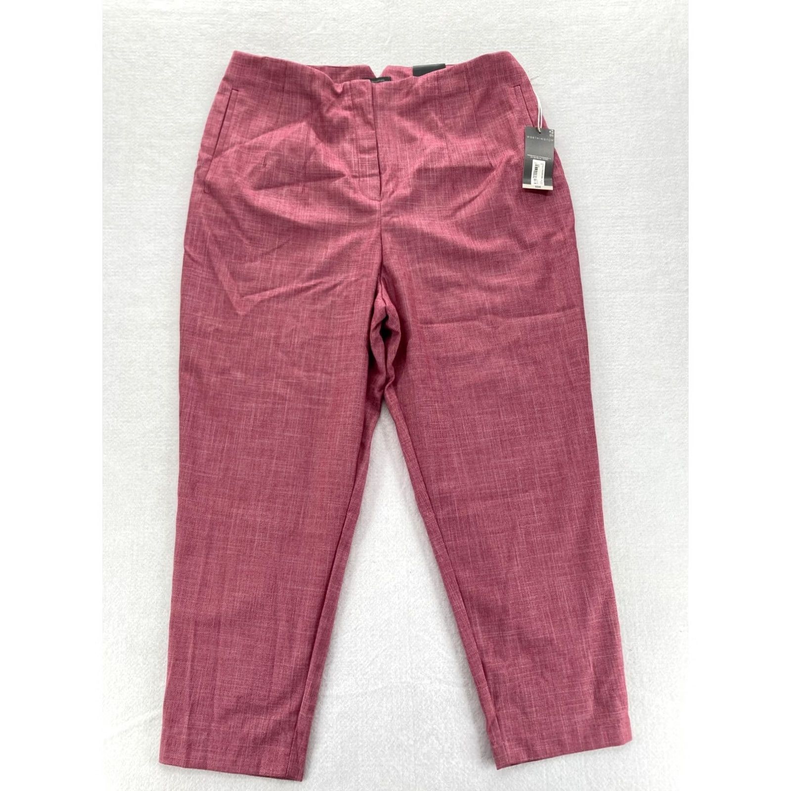 Worthington Worthington Dress Pant Women's 14 Straight Leg Crop Red Stretch Fabric High Rise Pants Size 36" / US 14 / IT 50 - 2 Thumbnail