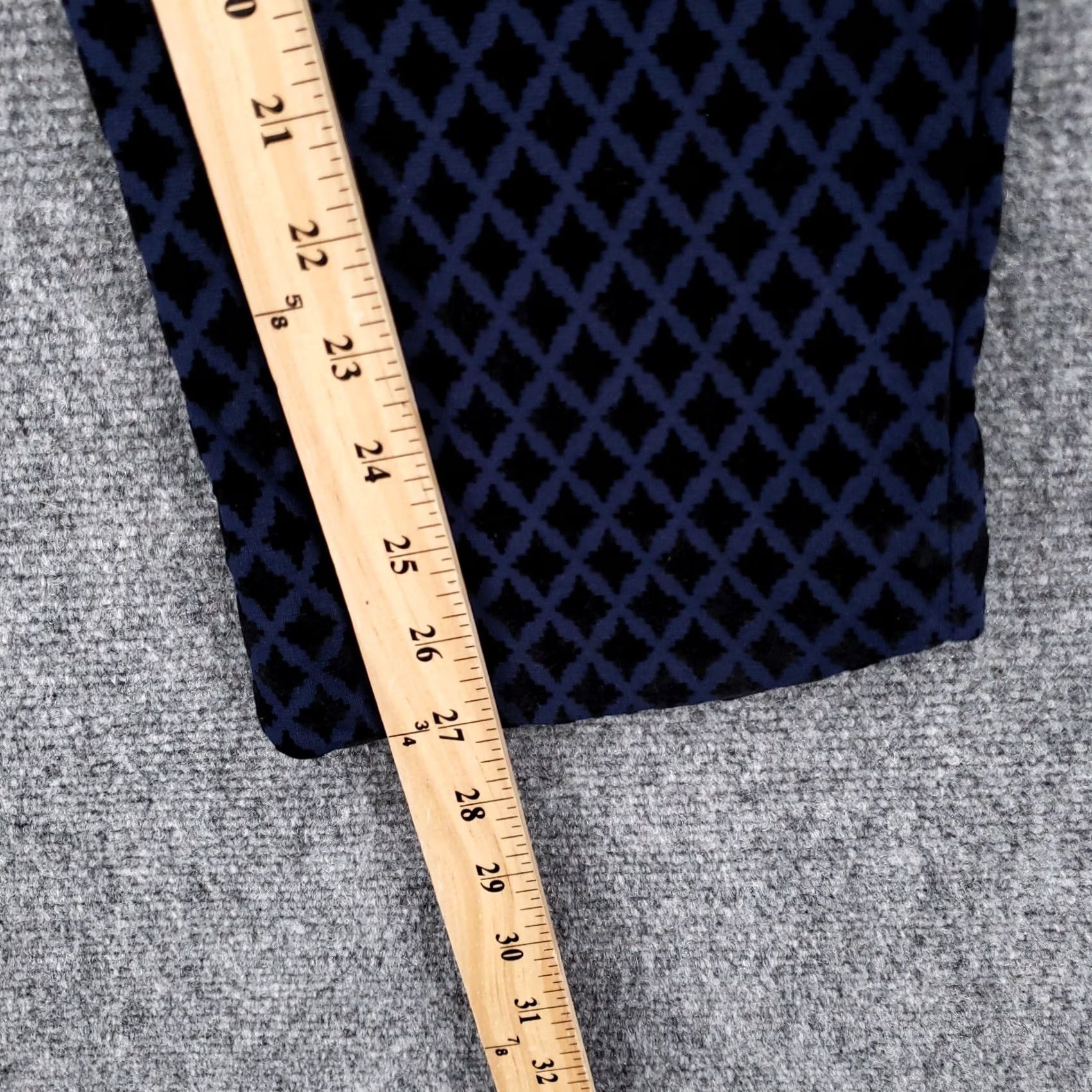 Vintage Crown & Ivy Pants Womens 10 Blue Tech Stretch High Rise Diamond Print Ankle Size 32" / US 10 / IT 46 - 5 Thumbnail
