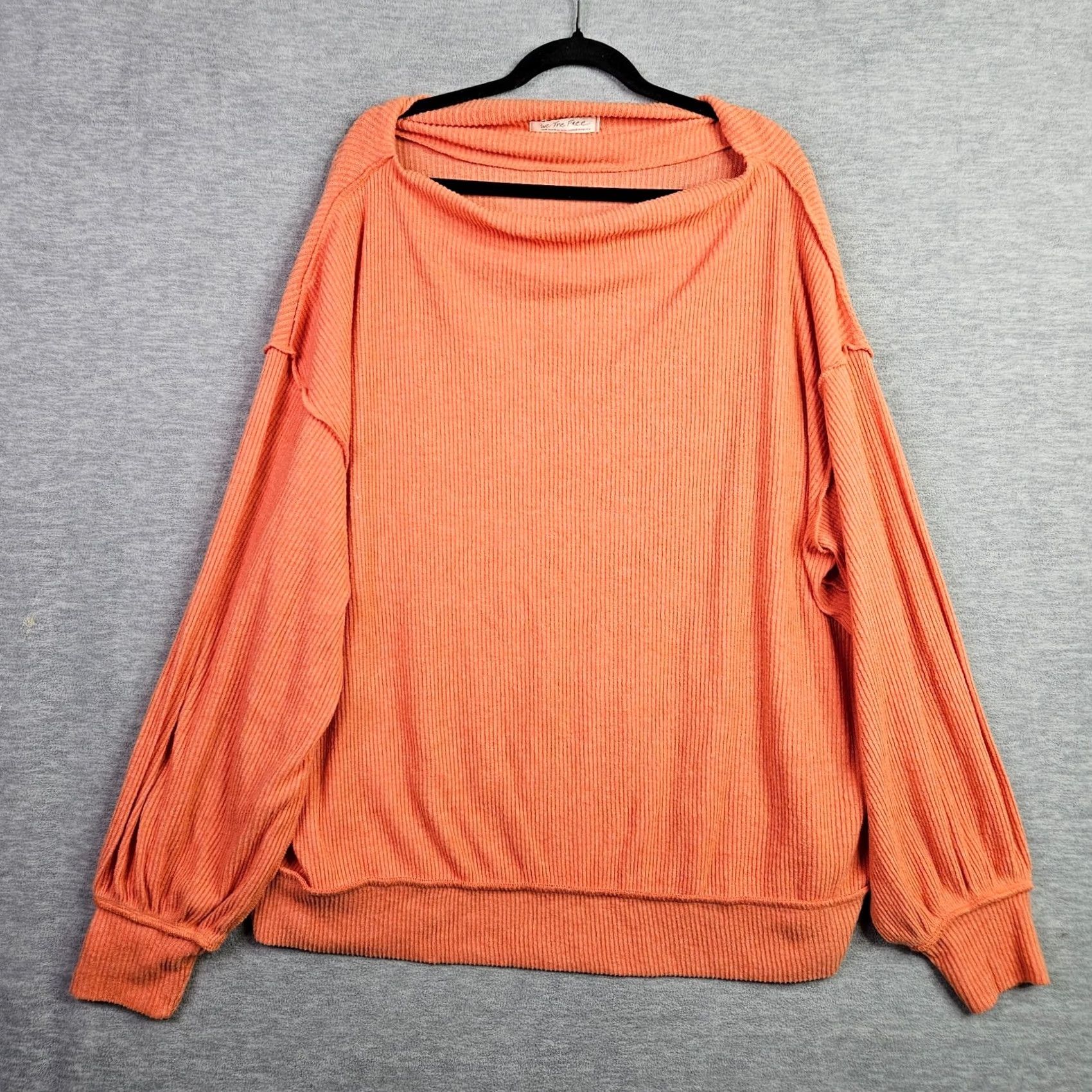 Free People Free People We The Free Women’s Oversized Ribbed Pullover Sweater Peach L Orange All Seasons Knit Top Womens Size L / US 10 / IT 46 - 2 Thumbnail