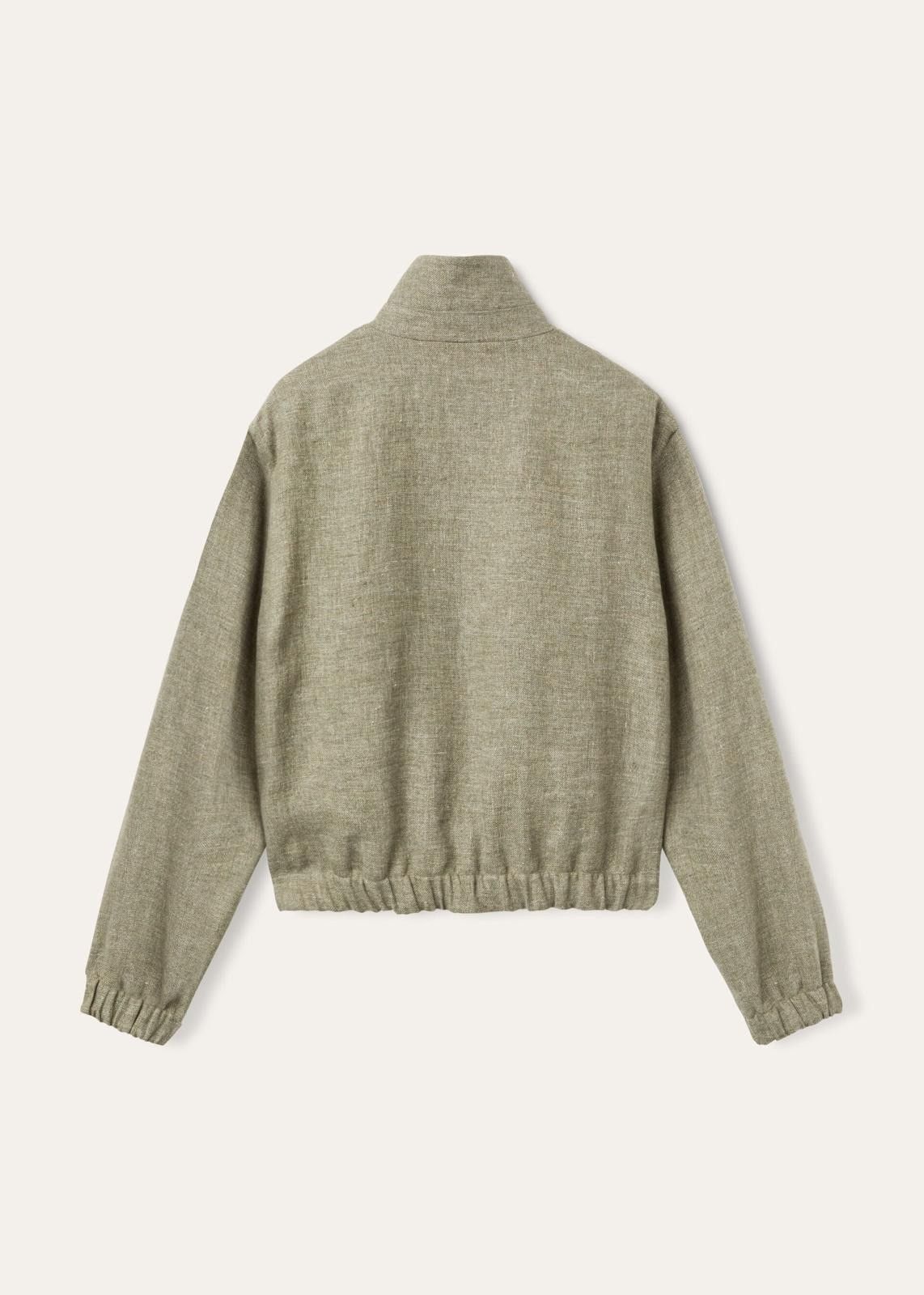 Loro Piana o1srvl11e0825 FAO6132 Bomber Linen Jacket in Green Size L / US 10 / IT 46 - 6 Thumbnail