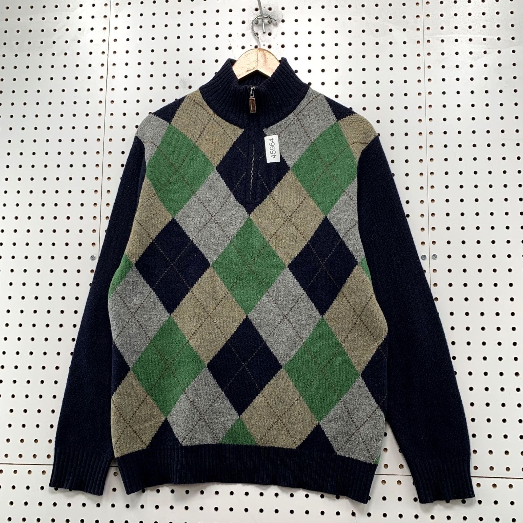 J.Crew J.CREW Wool Sweater Mens M 1/4 Zip Argyle Blue Green Premium Lambswool Pullover Knit Mock Neck Adult Regular Size M Mens Size US M / EU 48-50 / 2 - 2 Thumbnail