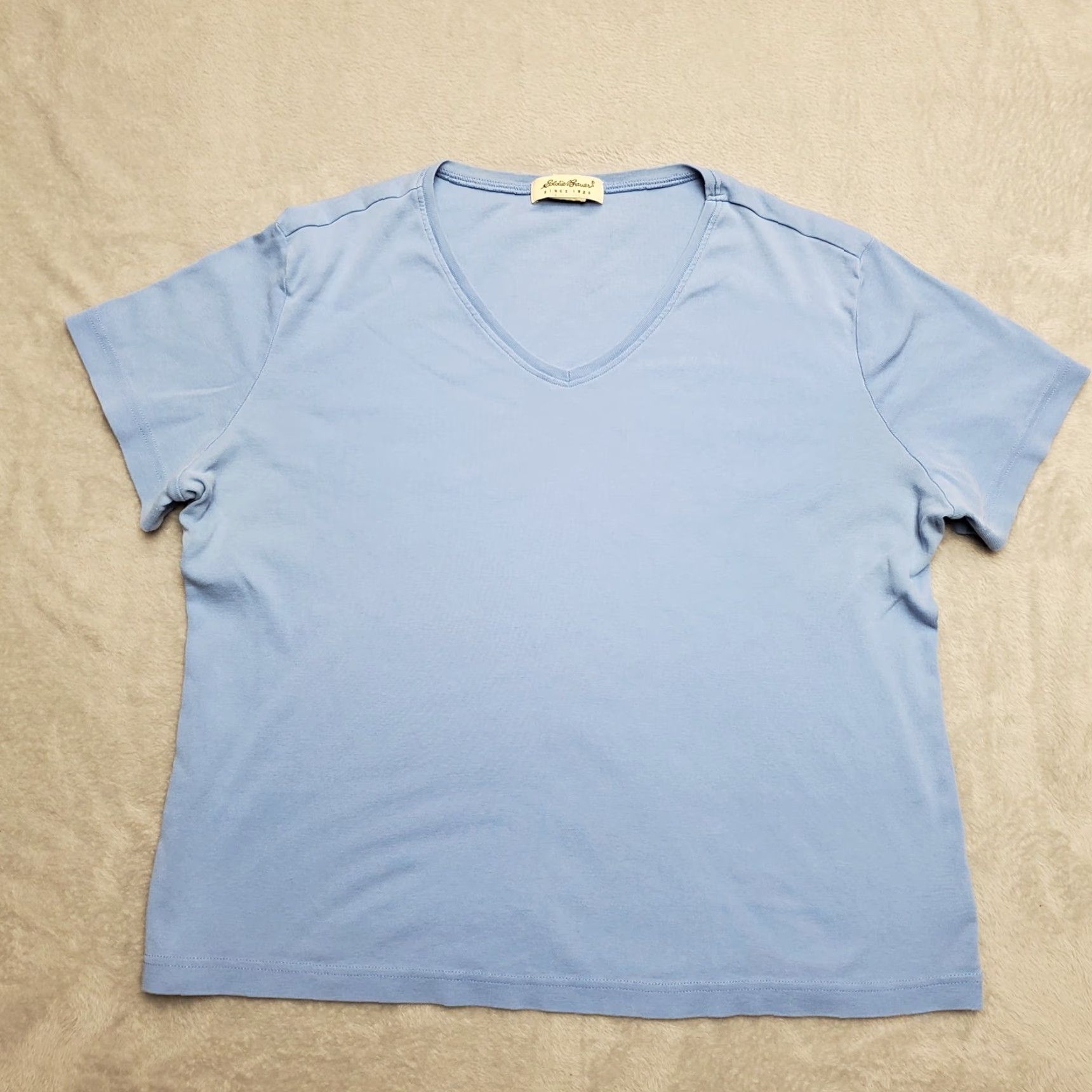 Eddie Bauer Eddie Bauer Shirt Women XL Blue 100% Cotton Short Sleeve Summer Camp Casual V-Neck Boy? Mens Womens Size XL / US 12-14 / IT 48-50 - 2 Thumbnail