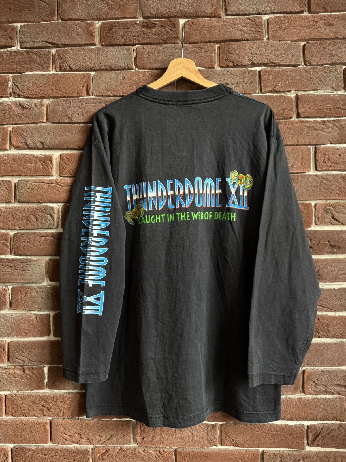 Thunderdome × Vintage Vintage 90s Thunderdome XII Spider Web Rare Band Tee Gabber Size US XL / EU 56 / 4 - 2 Thumbnail