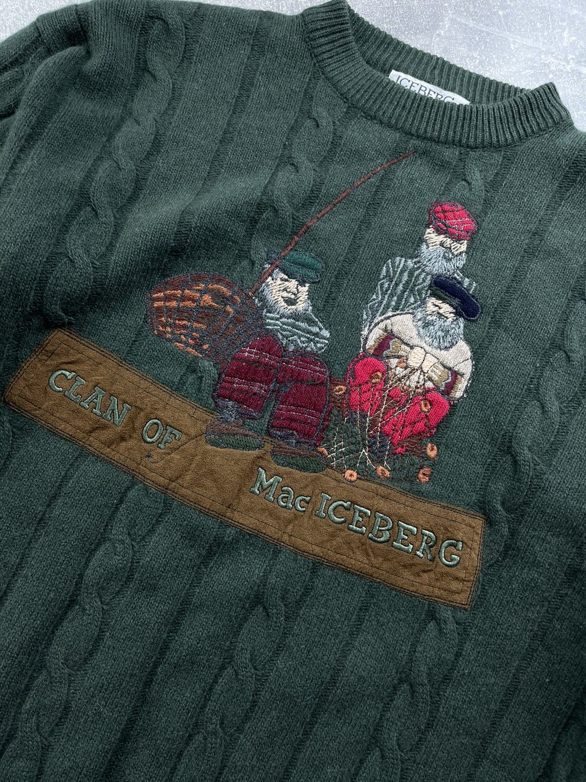 Iceberg Iceberg 90s “Clan of Mac Iceberg” Embroidered Sweater Green Size US XL / EU 56 / 4 - 3 Thumbnail
