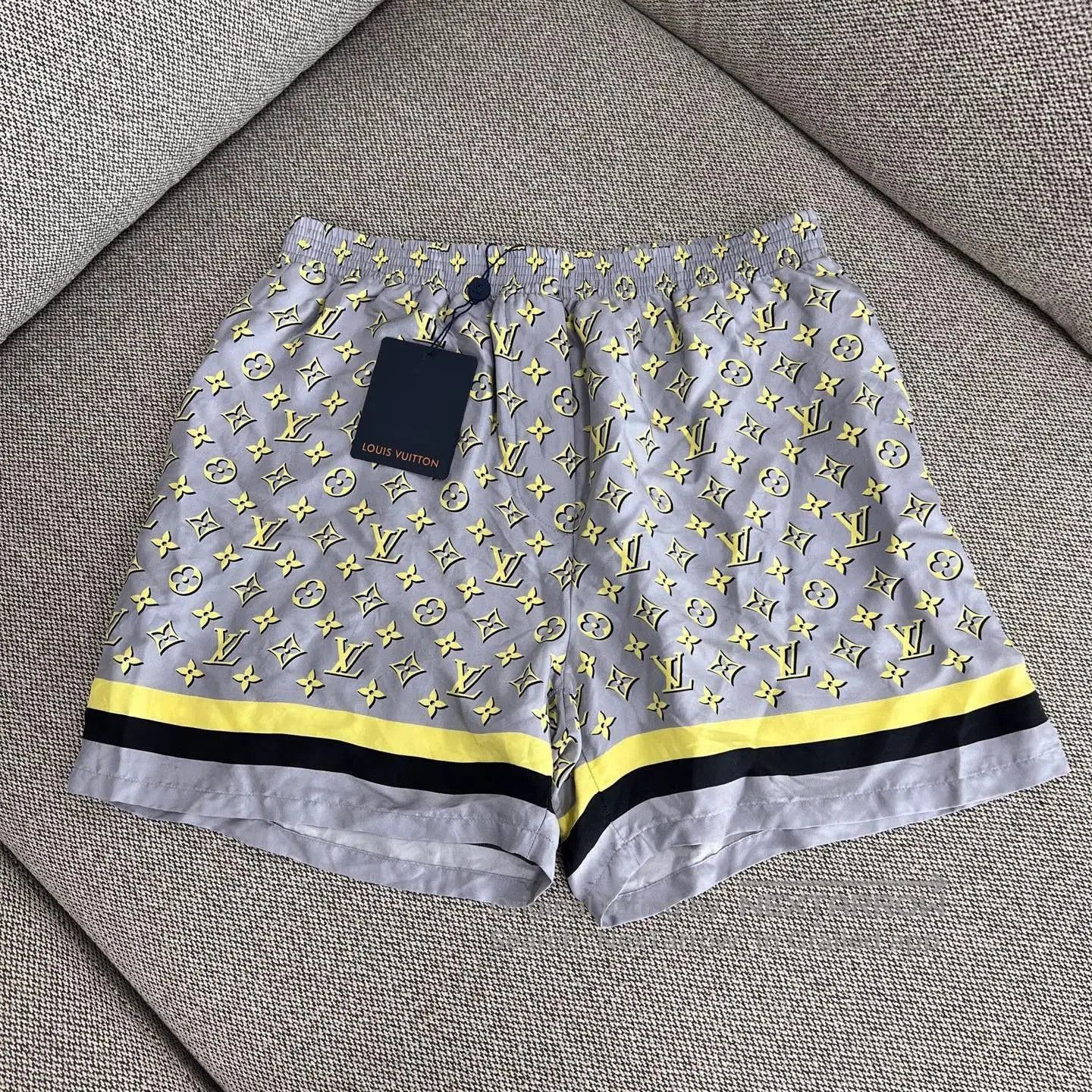 Louis Vuitton Blue Monogram Silk Shorts.