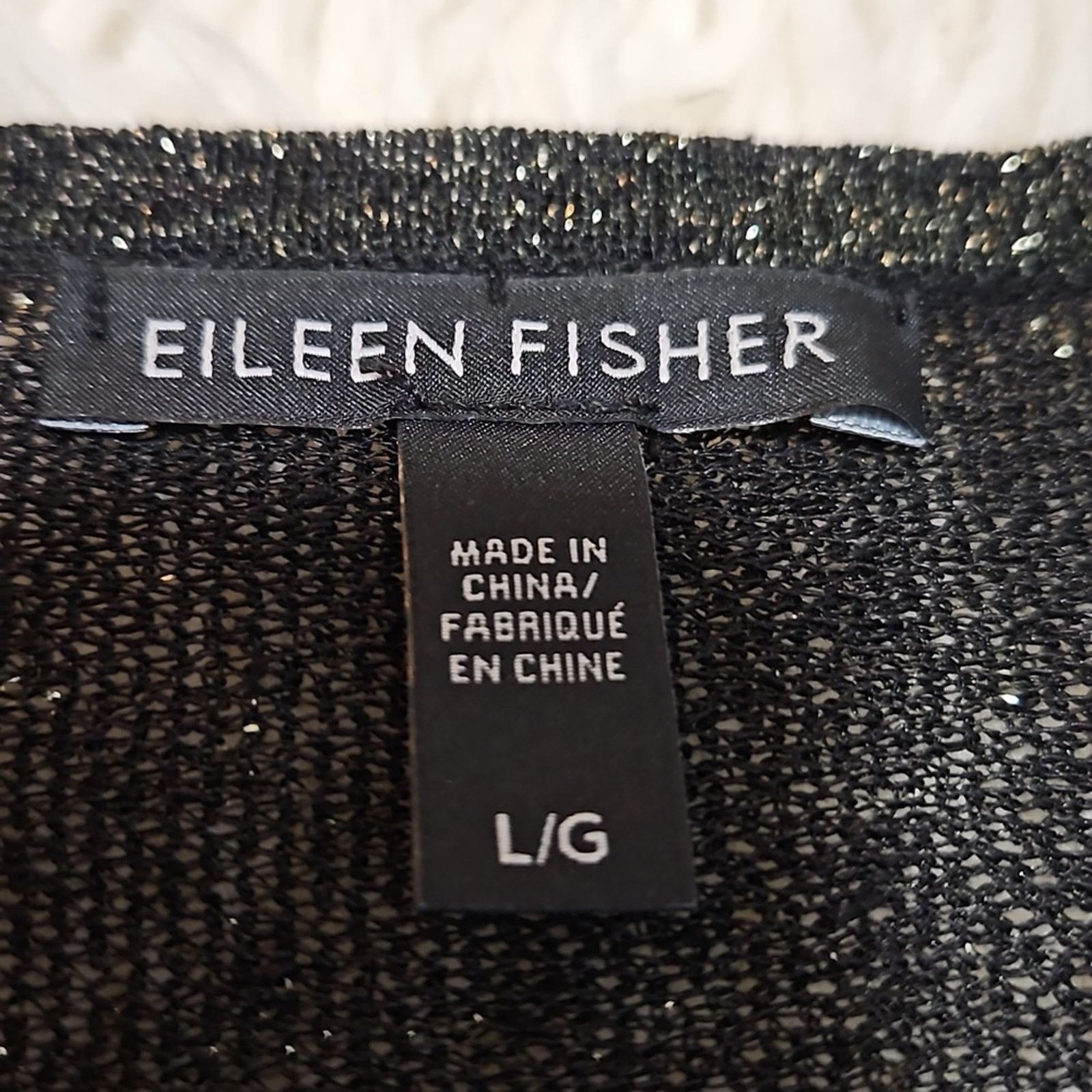 Eileen Fisher Eileen Fisher Black Metallic Sheer Knit Tunic Blouse Size L / US 10 / IT 46 - 3 Thumbnail