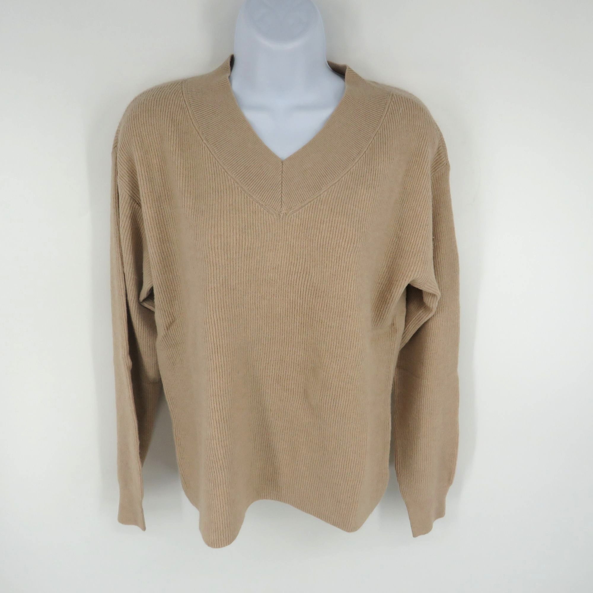 Nine West Nine West Women's Almondine V-Neck Sweater XL Ribbed Knit N Size XL / US 12-14 / IT 48-50 - 1 Thumbnail