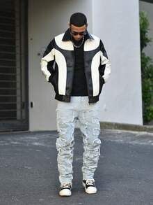 Other 🖤🤍 Black & White Racer Jacket – Y2K Streetwear Size US L / EU 52-54 / 3 - 3 Thumbnail