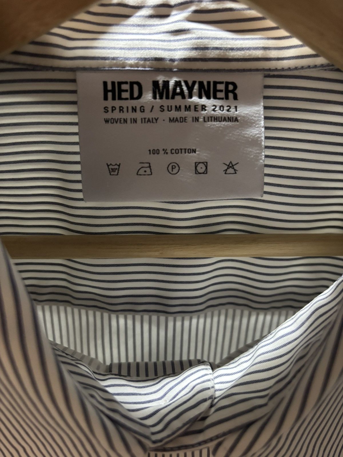 Hed Mayner Hed Mayner Navy Striped Cotton Shirt Size US M / EU 48-50 / 2 - 3 Thumbnail