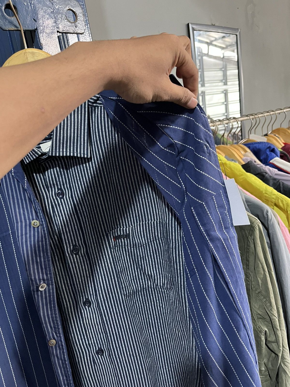 Kansai Yamamoto Kansai yamamoto hybrid striped double layer button shirt Size US M / EU 48-50 / 2 - 7 Thumbnail
