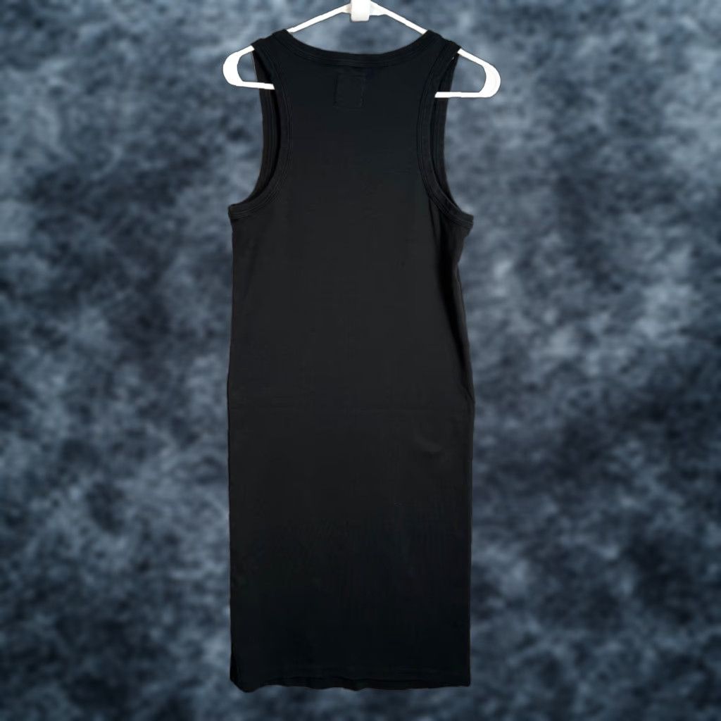 Vintage For Days Tank Dress Womens Large Black Organic Cotton Ribbed Midi Sleeveless Casual Knit Shirt? Size L / US 10 / IT 46 - 1 Thumbnail