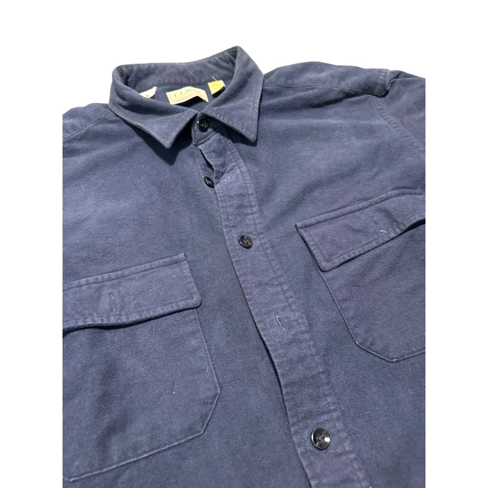 Vintage VINTAGE L.L. Bean Chamois Cloth Shirt Mens 17 Tall XL Navy Blue Made in USA 90s Size XXL / US 16-18 / IT 52-54 - 6 Thumbnail