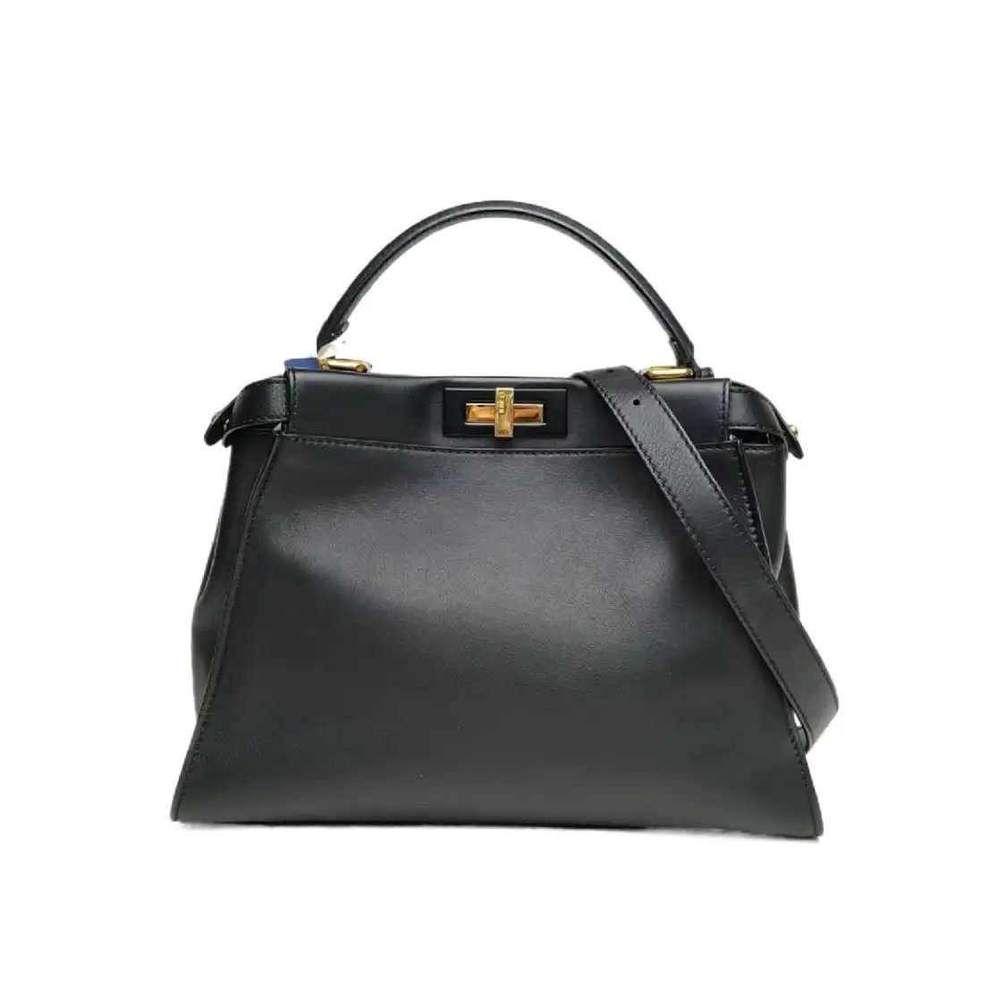 Fendi FENDI Peekaboo Medium black cowhide leather shoulder bag detachable strap Size ONE SIZE - 1 Thumbnail