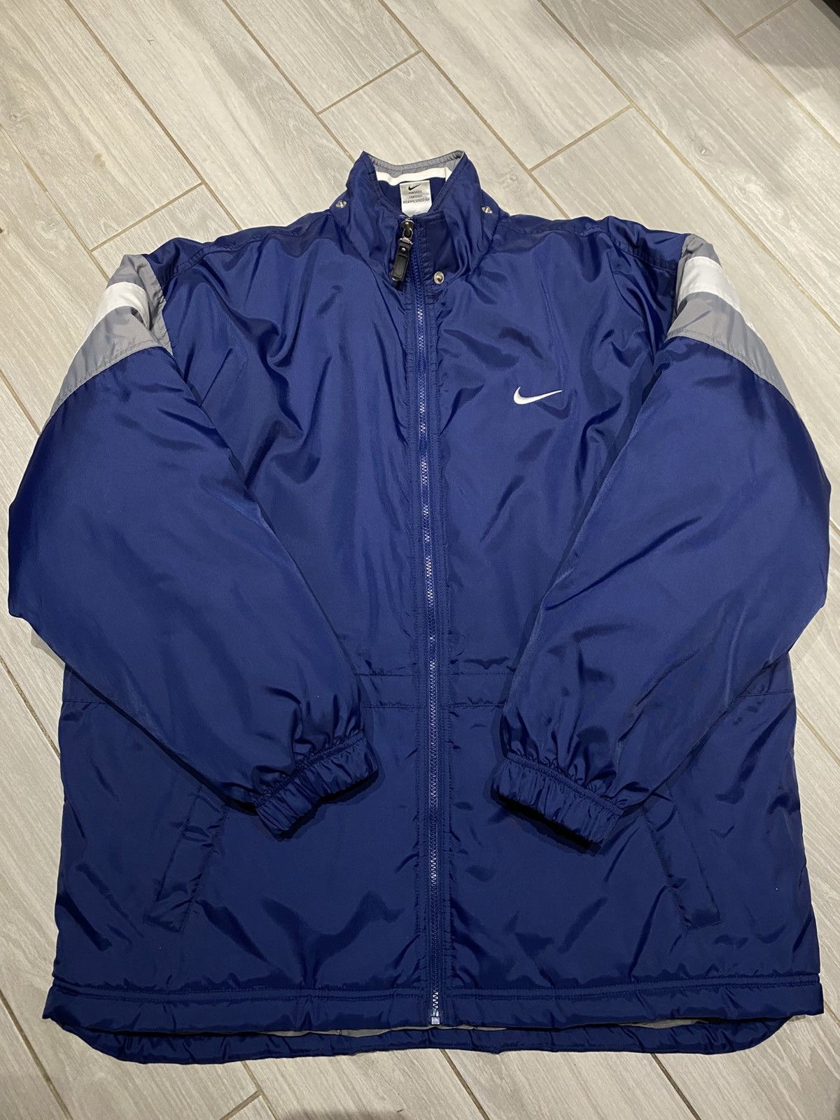 Nike Vintage Nike Coat Jacket Navy Blue Spell Out Embroidered Size US XL / EU 56 / 4 - 1 Thumbnail