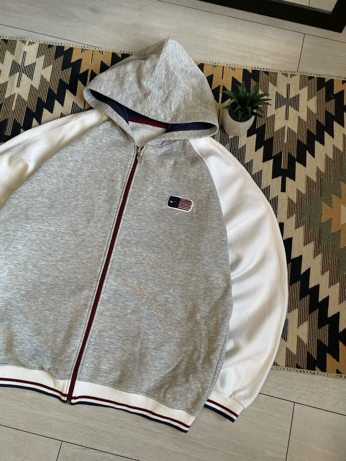 Vintage Vintage Nike USA Big Logo Y2K Baggy Zip-hoodie Size US XL / EU 56 / 4 - 4 Thumbnail