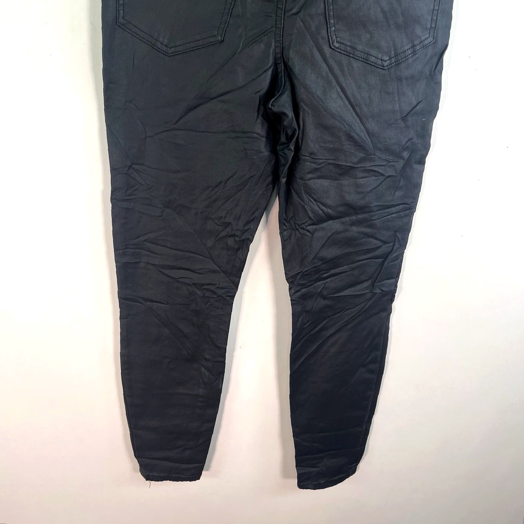 Vintage 12th Tribe Nixon Coated Skinny Pants Womens Size 29 Black Faux Leather Ankle Comfort Biker Casual Size 29" - 7 Thumbnail