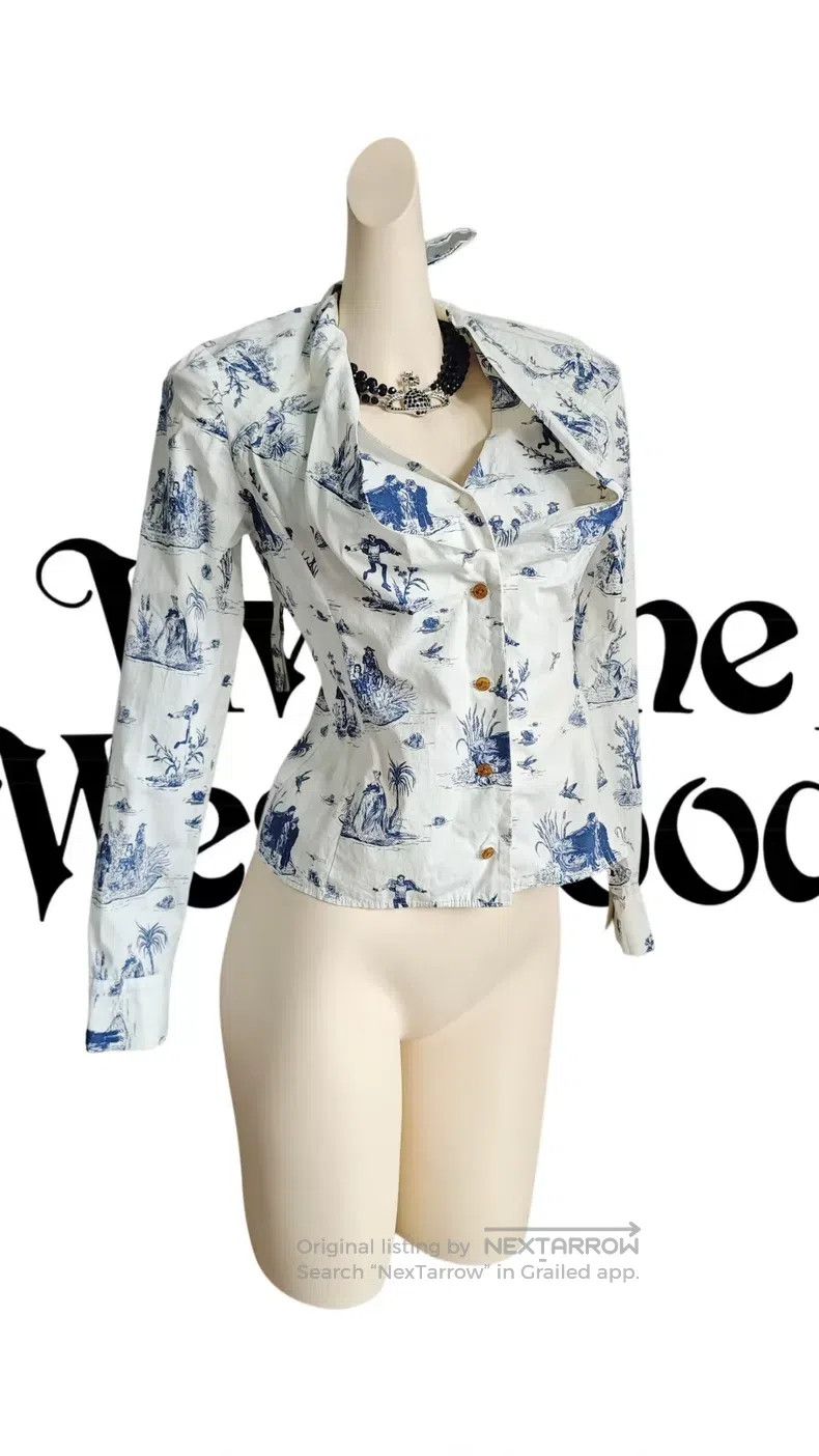 Vivienne Westwood Vivienne Westwood Blue and White Porcelain Printed Long Sl Size M / US 6-8 / IT 42-44 - 2 Thumbnail