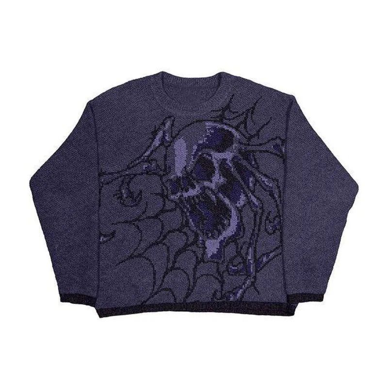 Gothic Skeleton Graphic Knit Sweater