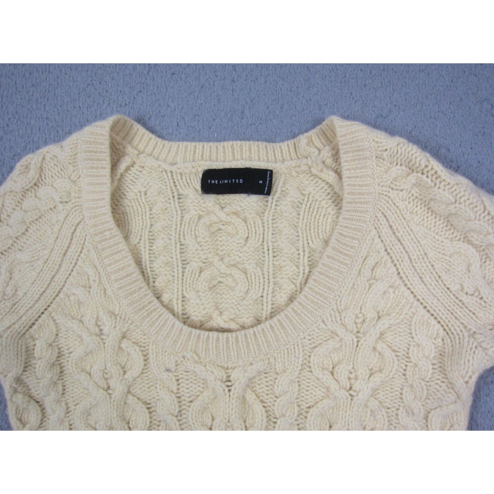 Vintage VINTAGE The Limited Sweater Women's M Yellow Angora Wool Cable-Knit 90s Classic Cozy Pullover Shirt/Top Size M / US 6-8 / IT 42-44 - 2 Thumbnail
