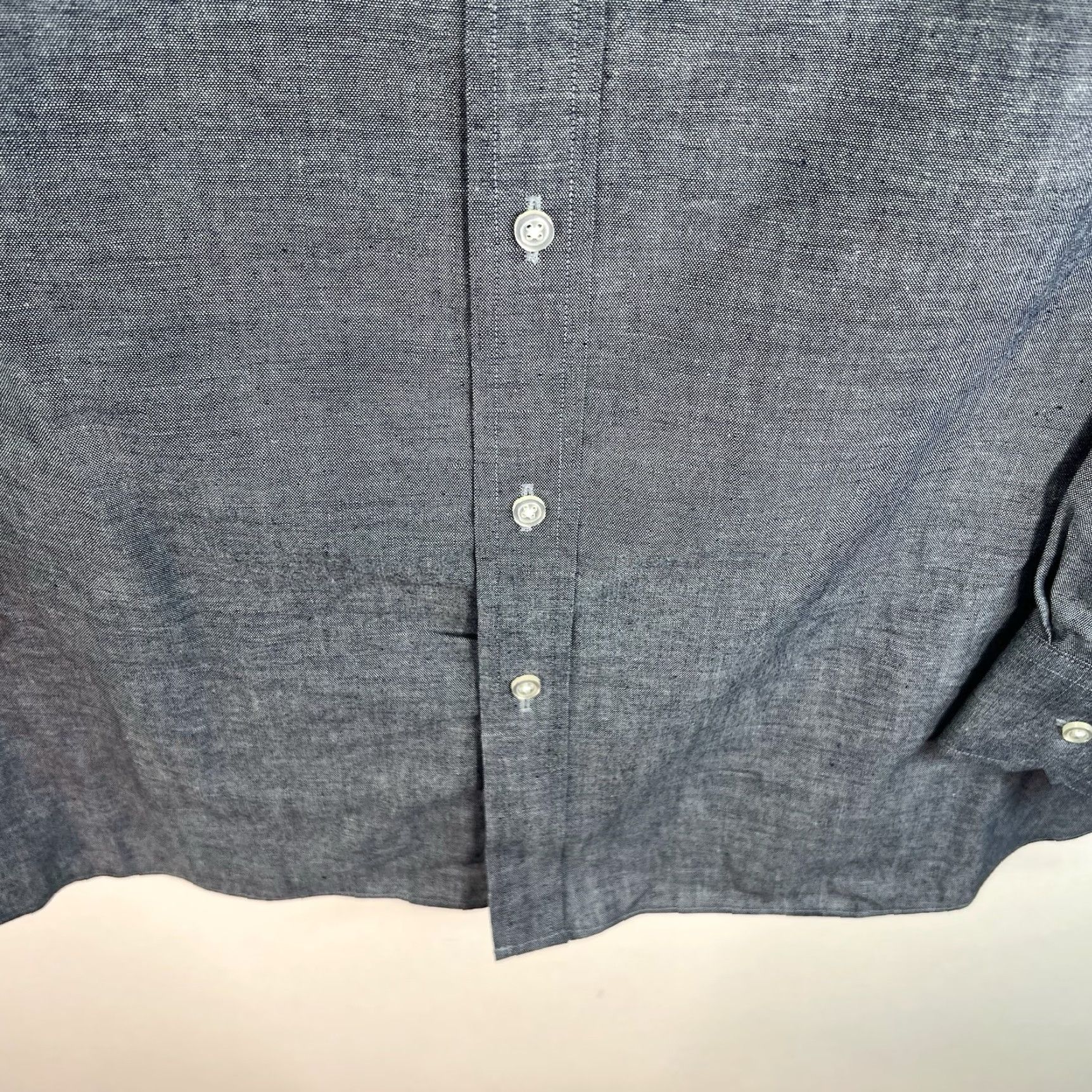 CLOT Cloth Proper Solid Woven Button-Down Shirt Men's 4XL Gray Cotton Solid Button-Up Regula r Fit Long Sleeve Casual Classic Designer Cowboy Dad Sportsman Size US XXL / EU 58 / 5 - 4 Thumbnail