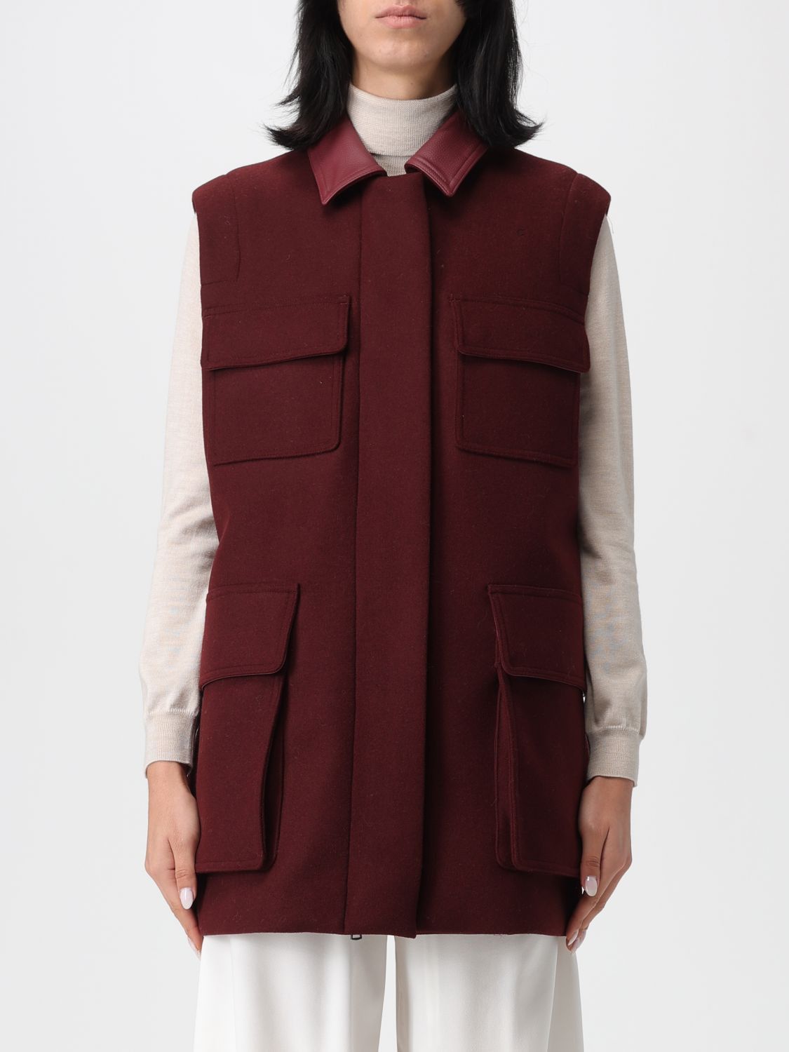Max Mara Max Mara Waistcoat Woman Burgundy Size XS / US 0-2 / IT 36-38 - 1 Thumbnail