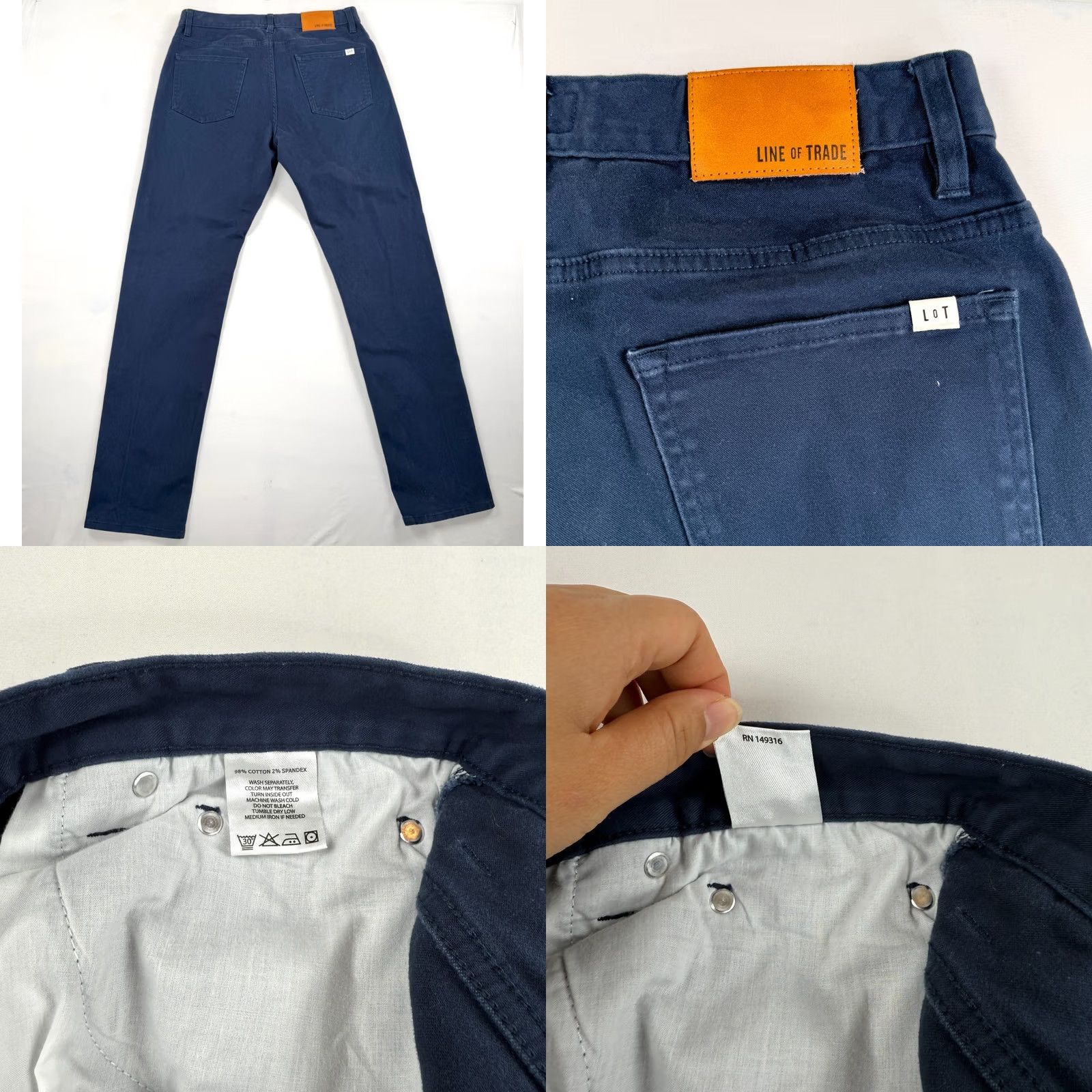 Vintage Line Of Trade Pants Mens 32x32 Chino Tapered Fit Stretch Navy Blue Size US 32 / EU 48 - 8 Thumbnail